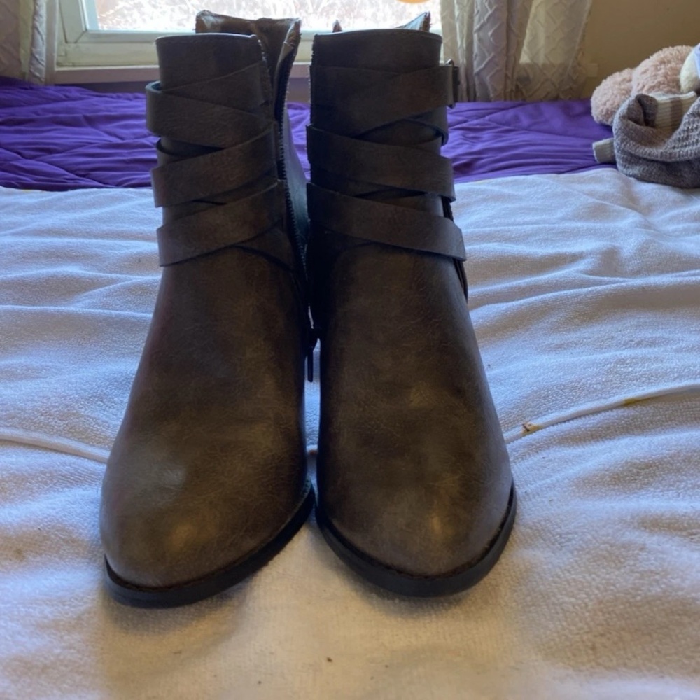 JustFab Olive Wrap-Strap Ankle Boots